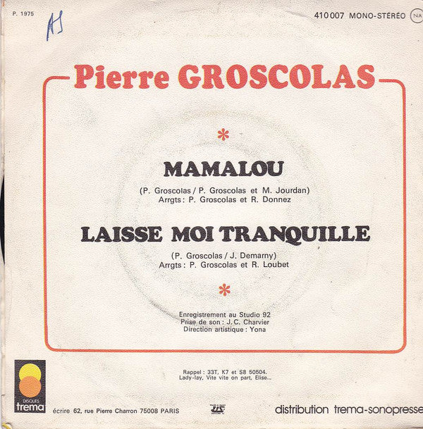 Pierre Groscolas : Mamalou (7", Single)