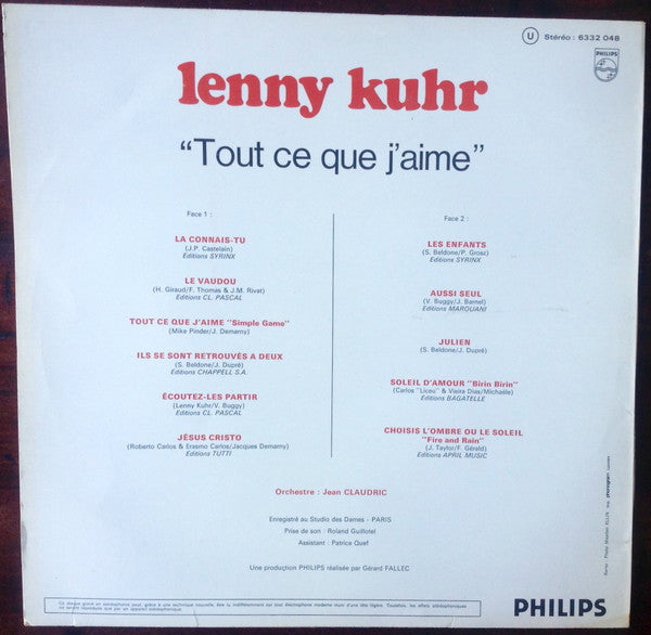 Lenny Kuhr : Tout Ce Que J'Aime (LP, Album)