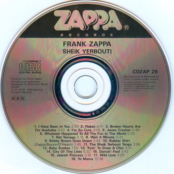 Frank Zappa : Sheik Yerbouti (CD, Album, RE, RM)