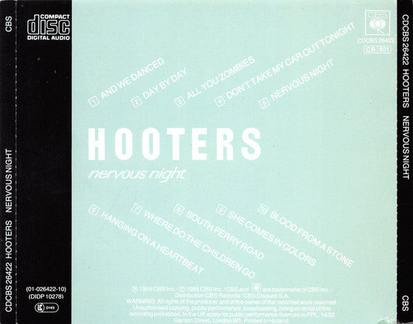 The Hooters : Nervous Night (CD, Album, RE)