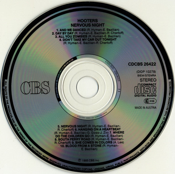 The Hooters : Nervous Night (CD, Album, RE)