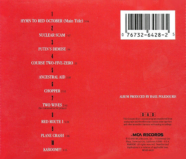 Basil Poledouris : The Hunt For Red October (Music From The Original Motion Picture Soundtrack) (CD)