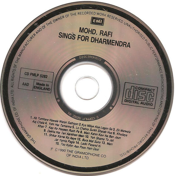 Mohammed Rafi : Sings For Dharmendra (CD, Comp)