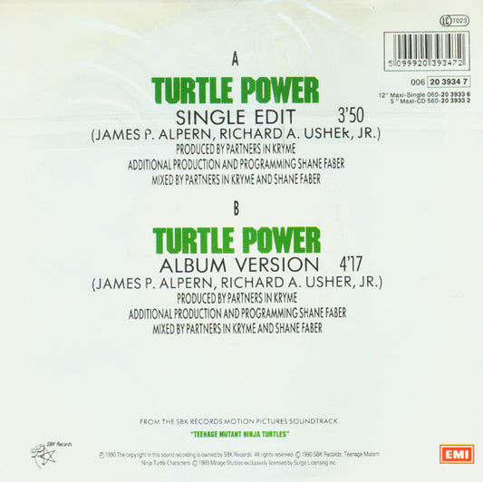 Partners In Kryme : Turtle Power (7", Single)