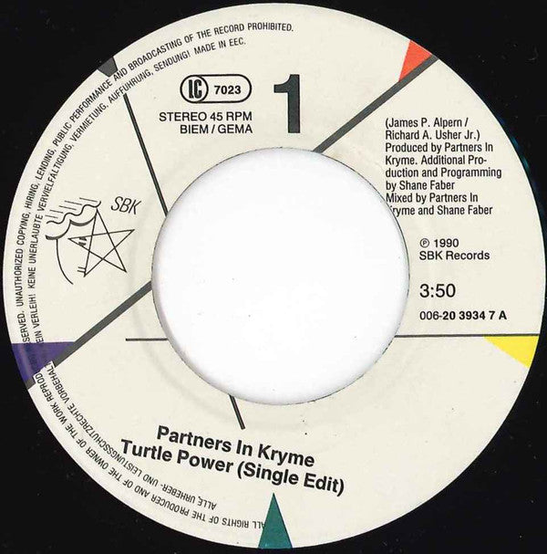 Partners In Kryme : Turtle Power (7", Single)