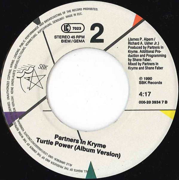 Partners In Kryme : Turtle Power (7", Single)