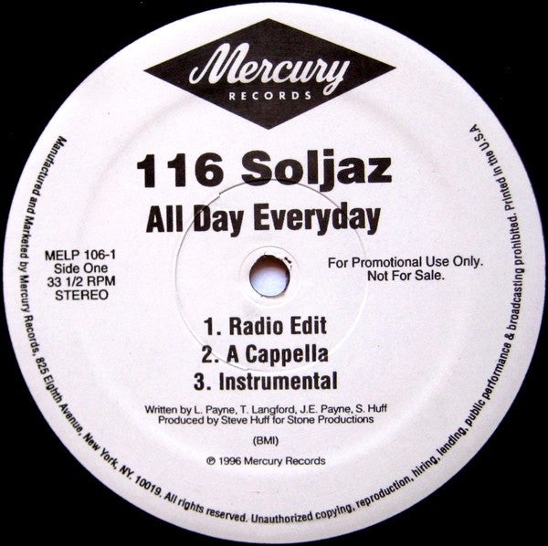 116 Soljaz : All Day Everyday / Ghetto Heaven (12", Promo)