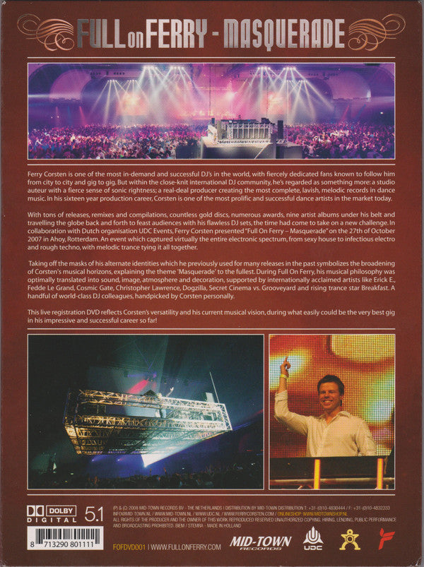 Ferry Corsten : Full On Ferry - Masquerade - The Live Registration (DVD, Mixed)
