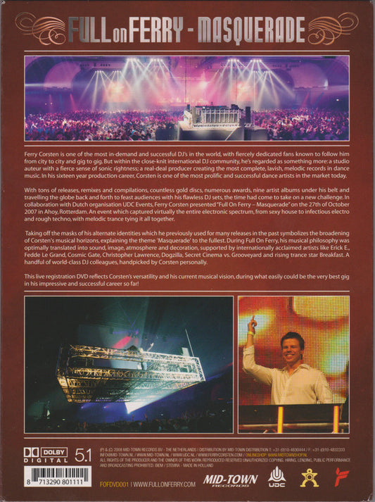 Ferry Corsten : Full On Ferry - Masquerade - The Live Registration (DVD, Mixed)