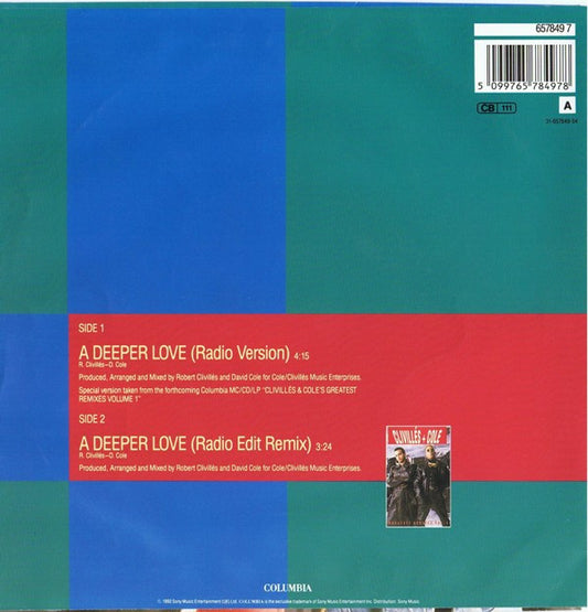 Clivillés & Cole : A Deeper Love (7", Single)
