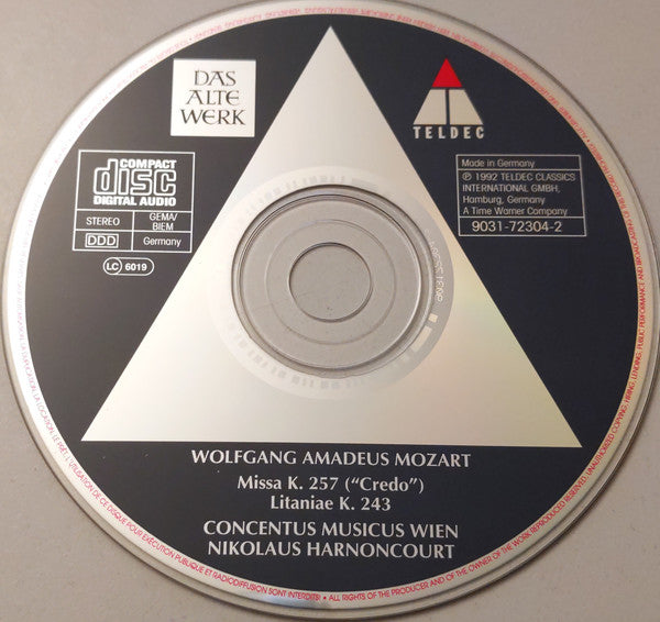 Wolfgang Amadeus Mozart, Angela Maria Blasi, Elisabeth Von Magnus, Deon van der Walt, Alastair Miles, Arnold Schoenberg Chor, Concentus Musicus Wien, Nikolaus Harnoncourt : Missa "Credo" K. 257 - Litaniae de Venerabili Altaris Sacramento K. 243 (CD, Album)