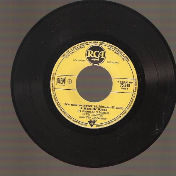 Elvis Presley : It's Now Or Never (7", EP, Mono, RP, Yel)