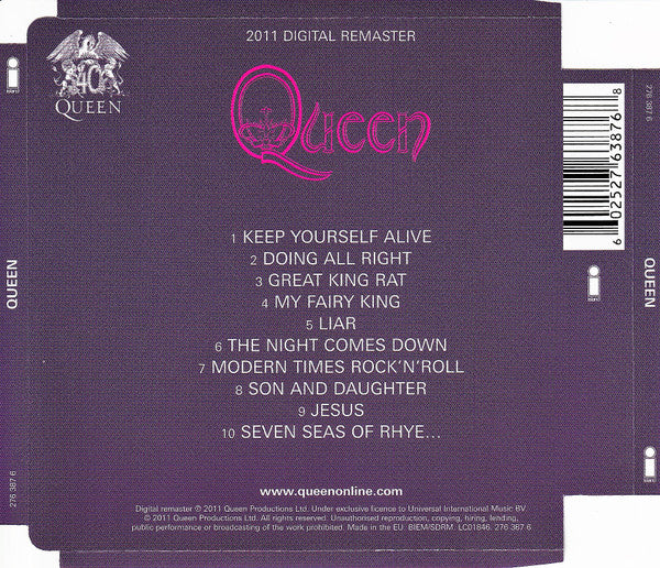 Queen : Queen (CD, Album, RE, RM, Sup)
