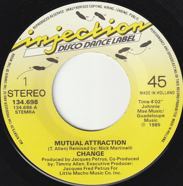 Change : Mutual Attraction / Oh What A Feeling (7", Single)