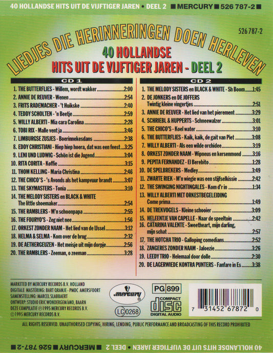 Various : 40 Hollandse Hits Uit De Vijftiger Jaren - Deel 2 (2xCD, Comp)