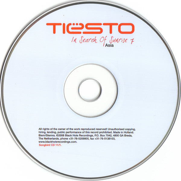 DJ Tiësto : In Search Of Sunrise 7: Asia (2xCD, Comp, Mixed, O-C)