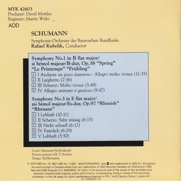 Robert Schumann - Rafael Kubelik, Symphonie-Orchester Des Bayerischen Rundfunks : Symphony No. 1 "Spring" / Symphony No. 3 "Rhenish" (CD, Album, RE, RM)