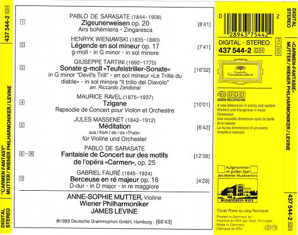 Anne-Sophie Mutter, Wiener Philharmoniker, James Levine (2) : Carmen-Fantasie (CD, Album, PMD)