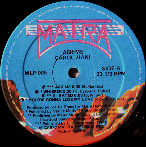Carol Jiani : Ask Me (LP, Album)