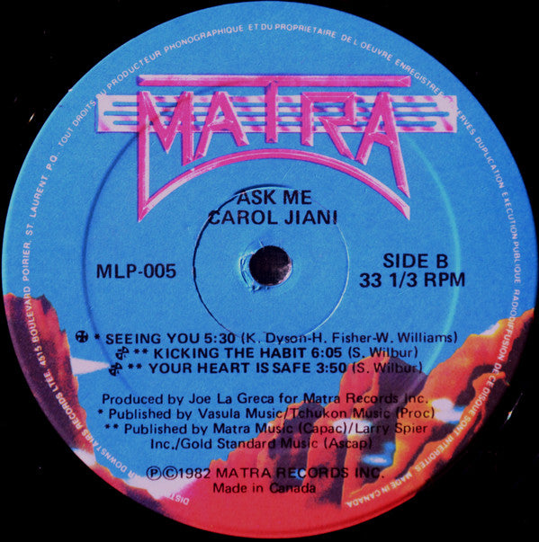 Carol Jiani : Ask Me (LP, Album)