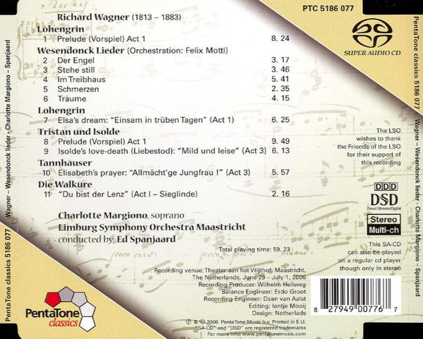 Richard Wagner, Charlotte Margiono, Ed Spanjaard, Limburgs Symfonie Orkest : Charlotte Margiono Sings Richard Wagner (SACD, Hybrid, Multichannel)