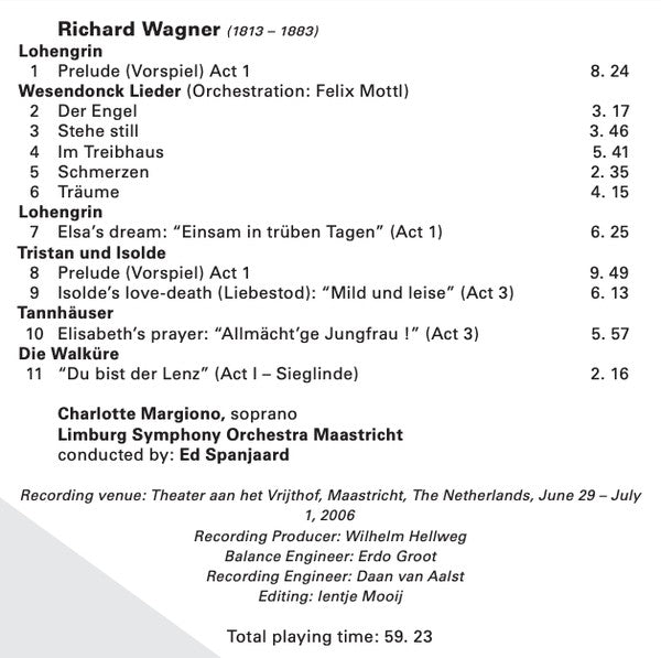Richard Wagner, Charlotte Margiono, Ed Spanjaard, Limburgs Symfonie Orkest : Charlotte Margiono Sings Richard Wagner (SACD, Hybrid, Multichannel)