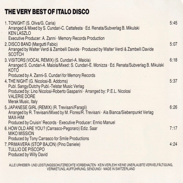 Various : The Very Best Of Italo Disco (CD, Comp)