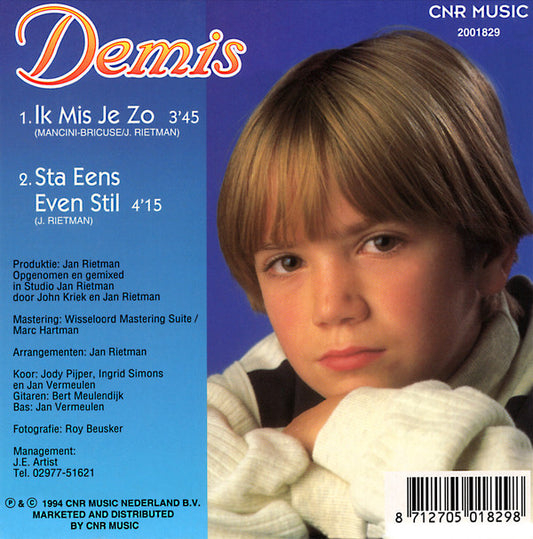 Demis (2) : Ik Mis Je Zo (CD, Single)