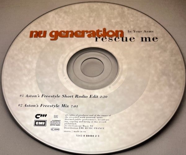Nu Generation : In Your Arms (Rescue Me) (CD, Single, Car)