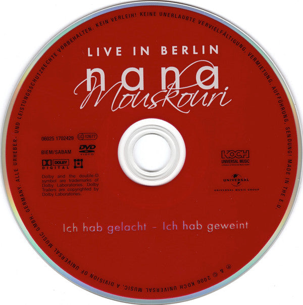 Nana Mouskouri : Live In Berlin (Ich Hab Gelacht - Ich Hab Geweint) (DVD-V)