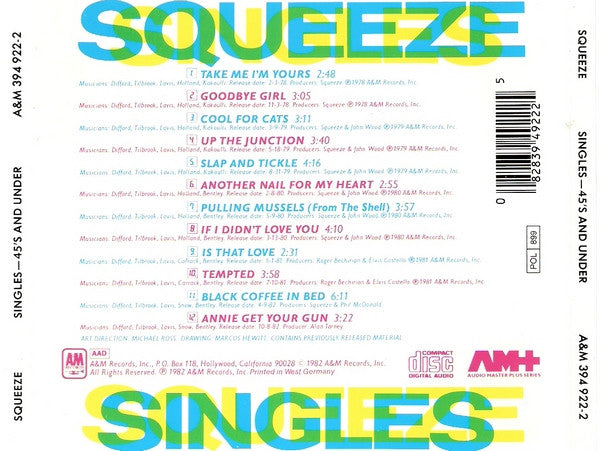 Squeeze (2) : Singles - 45's And Under (CD, Comp, RP)