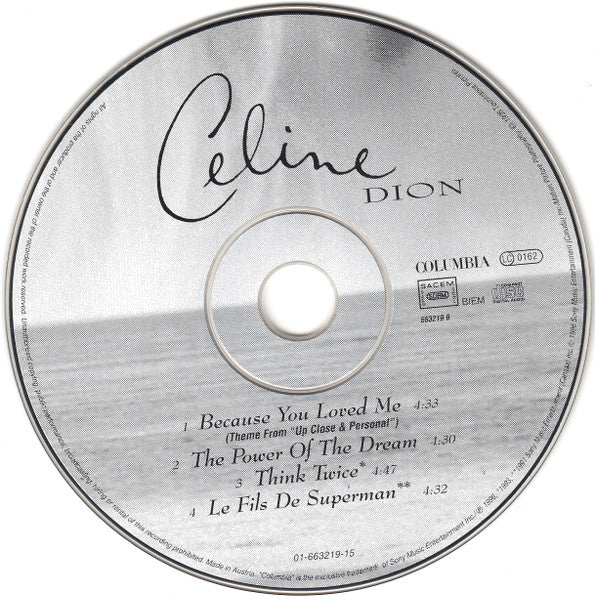 Céline Dion : Because You Loved Me (Theme From "Up Close & Personal") (CD, Maxi)