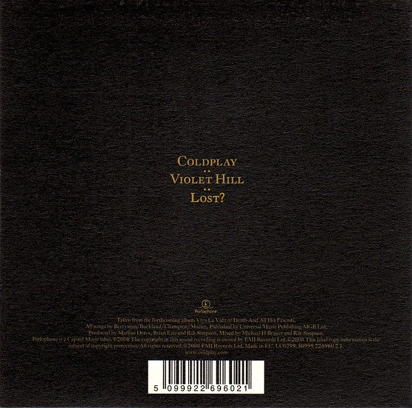 Coldplay : Violet Hill (CD, Single, Car)