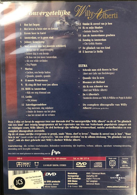 Willy Alberti : De Onvergetelijke Willy Alberti (DVD-V, PAL, 2.0)