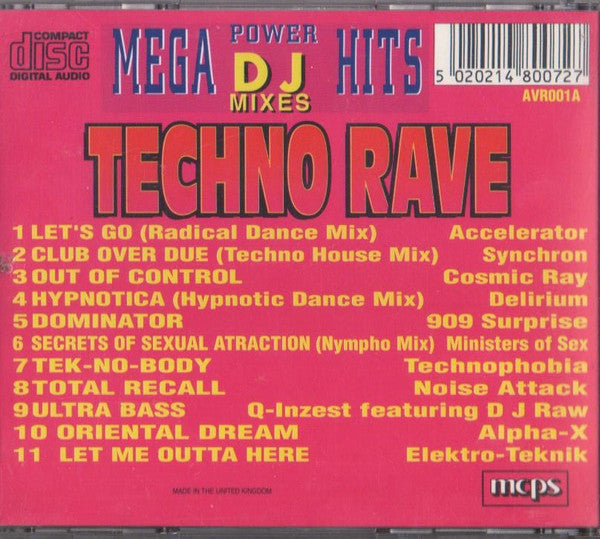 Various : Mega Power Hits - DJ Mixes - Techno Rave (CD, Comp)