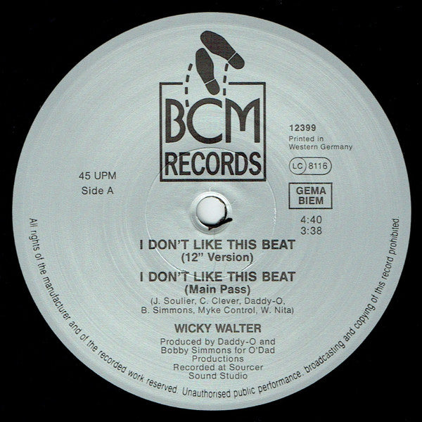 Wicky Walter Featuring MC Peaches : I Don't Like This Beat (12")