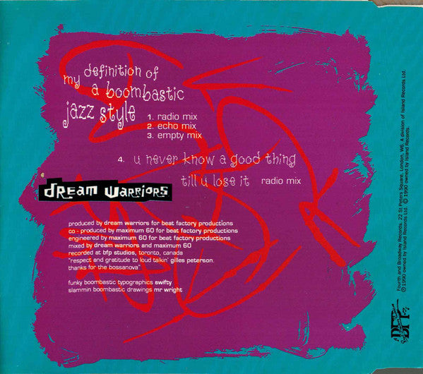 Dream Warriors : My Definition Of A Boombastic Jazz Style (CD, Single)