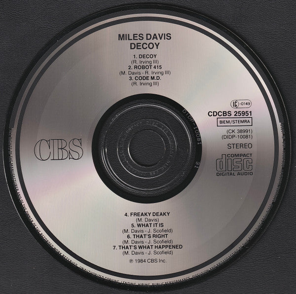 Miles Davis : Decoy (CD, Album)