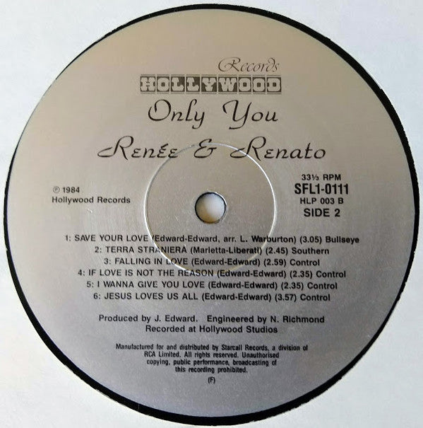 Renée & Renato : Only You (LP, Album)