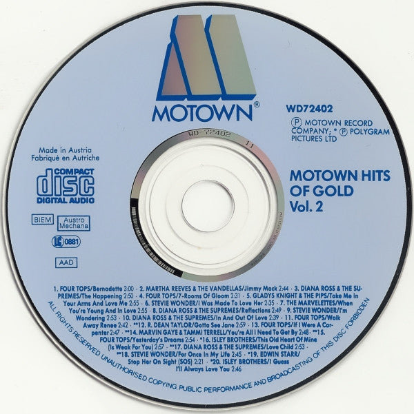 Various : Motown Hits Of Gold Volume 2 (CD, Comp)