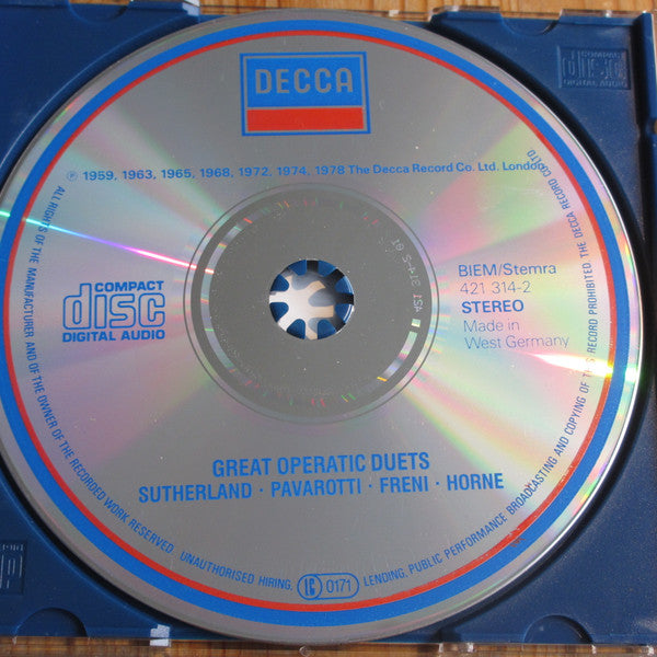 Joan Sutherland, Luciano Pavarotti, Mirella Freni, Marilyn Horne : Great Operatic Duets (CD, Comp, RM, ADR)