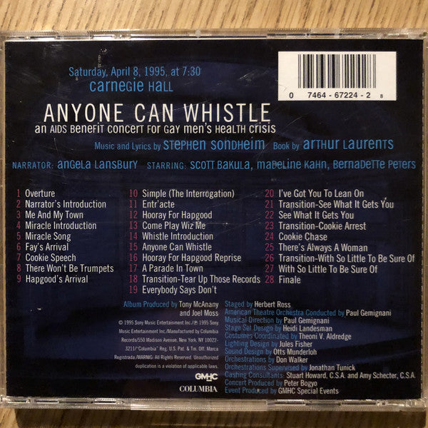 Stephen Sondheim, Arthur Laurents, Angela Lansbury, Scott Bakula, Madeline Kahn, Bernadette Peters : Anyone Can Whistle (Live At Carnegie Hall) (CD, Album)