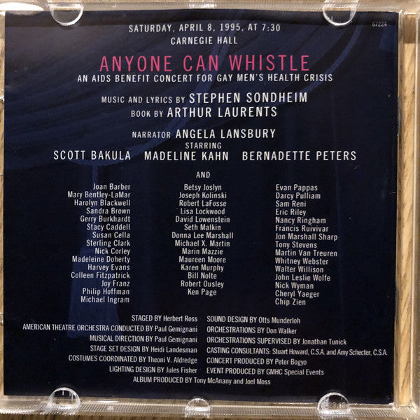 Stephen Sondheim, Arthur Laurents, Angela Lansbury, Scott Bakula, Madeline Kahn, Bernadette Peters : Anyone Can Whistle (Live At Carnegie Hall) (CD, Album)