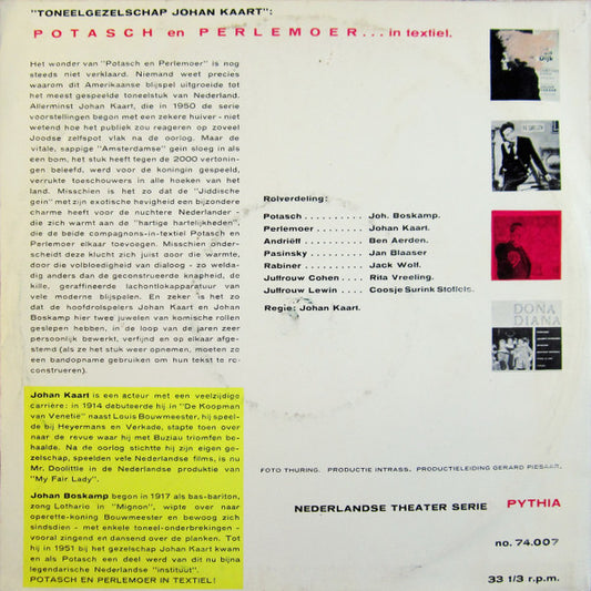 Toneelgezelschap Johan Kaart : Potasch En Perlemour...In Textiel (10", Album, Mono)