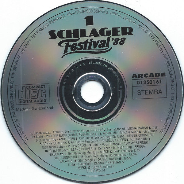 Various : Harry Thomas Präsentiert SchlagerFestival '88 Volume 1 (CD, Comp)