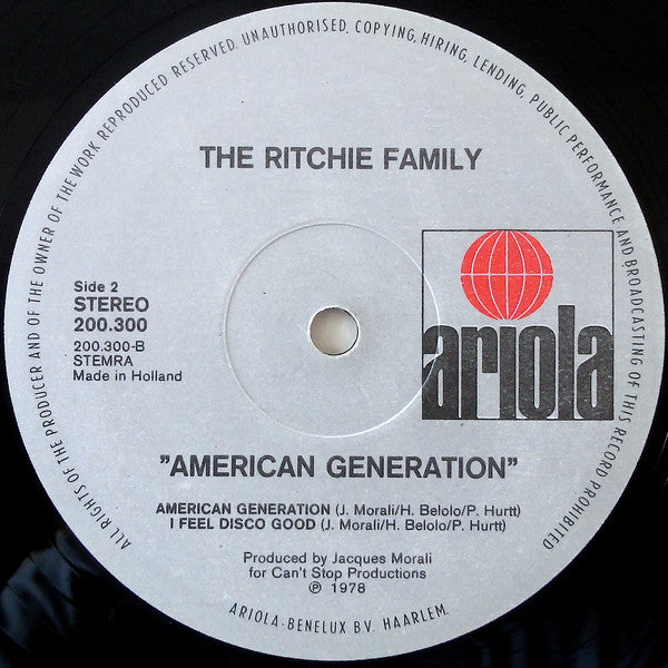 The Ritchie Family : American Generation (LP, Album, P/Mixed)