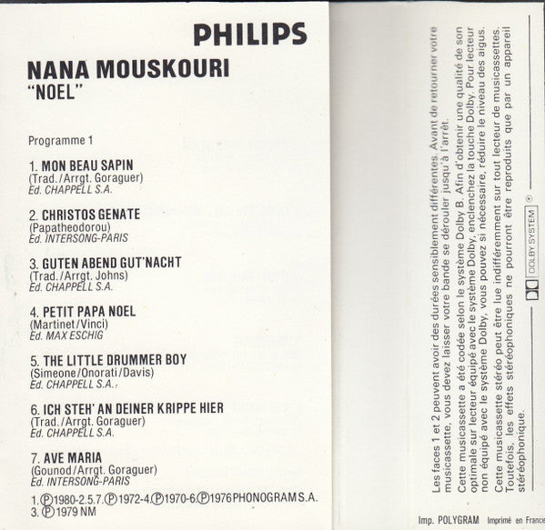 Nana Mouskouri : Noël (Cass, Comp)