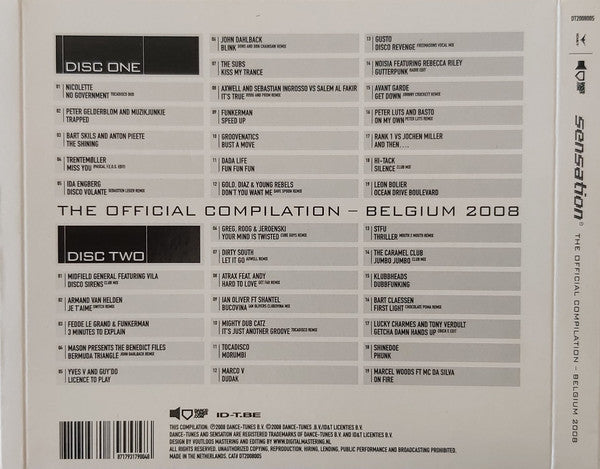 Various : Sensation: The Official Compilation - Belgium 2008 (2xCD, Comp, Mixed)