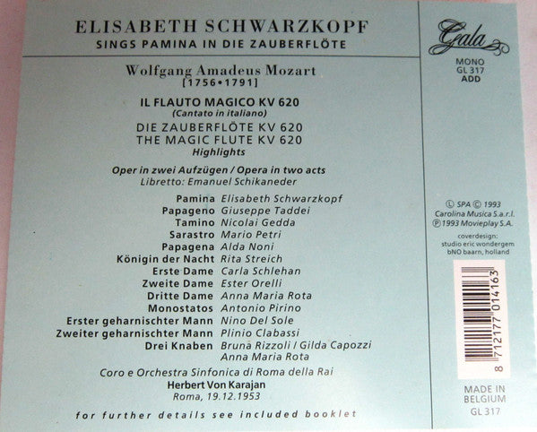 Elisabeth Schwarzkopf : Sings Pamina In Die Zauberflote (CD, Album)