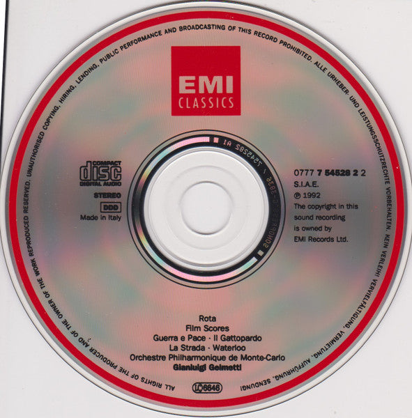 Nino Rota / Orchestre Philharmonique De Monte-Carlo / Gianluigi Gelmetti : Film Music/Musica per i film (CD, Comp)